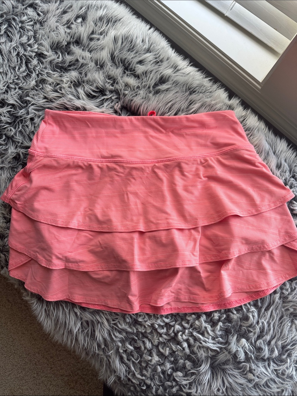 Athleta Coral Pink Layered Ruffle Mini Skirt